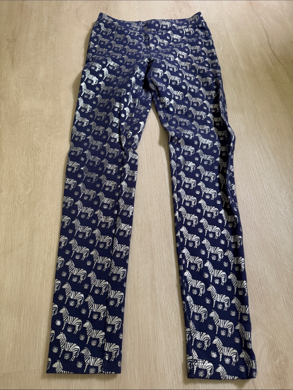 Crewcuts Navy Leggings with White Zebra Print